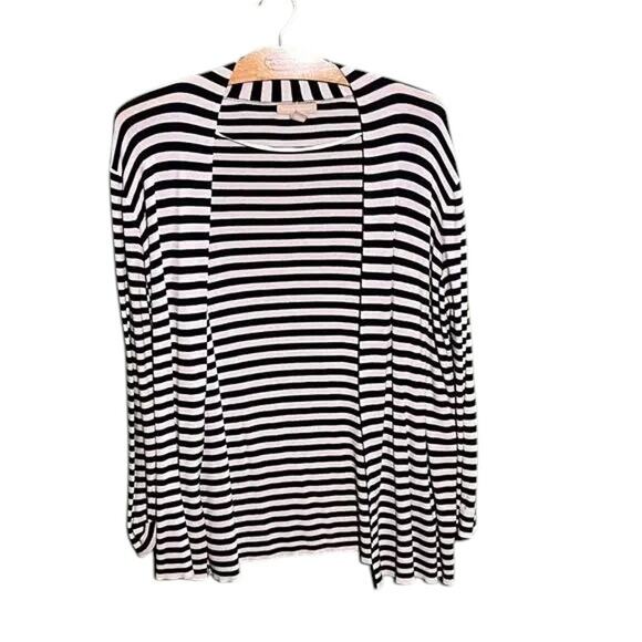 Banana Republic Black White Striped Long Sleeve Turtleneck Top XL - Picture 2 of 7